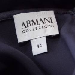 Pre Owned Armani Collezioni Navy Blue Silk Top M
