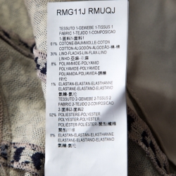 Pre Owned Armani Collezioni Navy Blue Patterned Stretch Cotton Single Button Cropped Blazer S