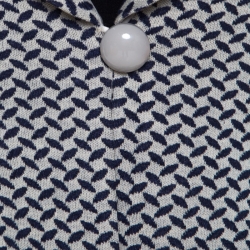 Pre Owned Armani Collezioni Navy Blue Patterned Stretch Cotton Single Button Cropped Blazer S