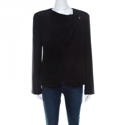 Pre Owned Armani Collezioni Black Wool Blend Crossover Lapel Blazer M 