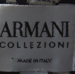 Pre Owned Armani Collezioni Navy Blue & Beige Cotton Woven Loop Button Blazer M