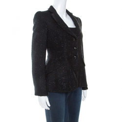 Pre Owned Armani Collezioni Black Lurex Tweed Blazer M