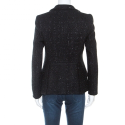 Pre Owned Armani Collezioni Black Lurex Tweed Blazer M