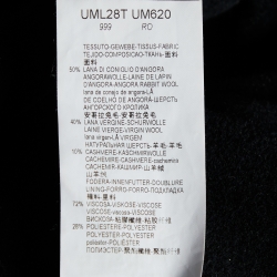 Pre Owned Armani Collezioni Black Angora & Wool Double Breasted Overcoat S