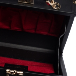 Aspinal of London Black Leather Mini Trunk Patches Top Handle Bag