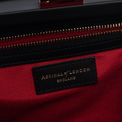 Aspinal of London Black Leather Mini Trunk Patches Top Handle Bag