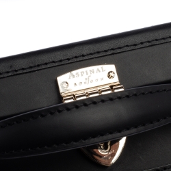 Aspinal of London Black Leather Mini Trunk Patches Top Handle Bag