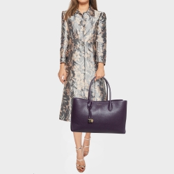 Aspinal Of London Purple Pebbled Leather London Tote