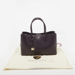 Aspinal Of London Purple Pebbled Leather London Tote