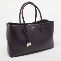 Aspinal Of London Purple Pebbled Leather London Tote