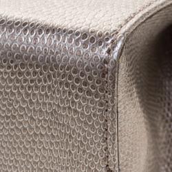 Aspinal Of London Grey Glossy Lizard Print Leather Medium Cosmetic Pouch
