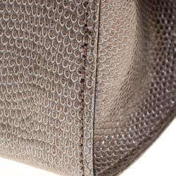 Aspinal Of London Grey Glossy Lizard Print Leather Medium Cosmetic Pouch