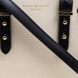 Pre Owned Aspinal Of London Beige/Black Leather Mini Marylebone Tote