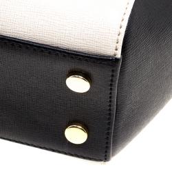 Pre Owned Aspinal Of London Beige/Black Leather Mini Marylebone Tote