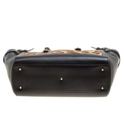 Pre Owned Aspinal of London Black/Beige Leather and Calfhair Midi Marylebone Tech Tote