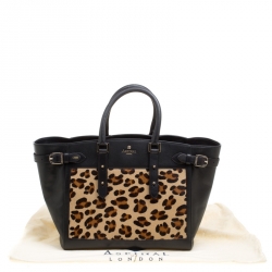 Pre Owned Aspinal of London Black/Beige Leather and Calfhair Midi Marylebone Tech Tote