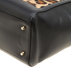 Pre Owned Aspinal of London Black/Beige Leather and Calfhair Midi Marylebone Tech Tote