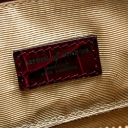 Pre Owned Aspinal Of London Burgundy Croc Embossed Leather Brook Street Tote