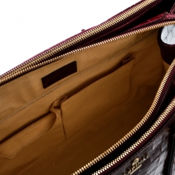 Pre Owned Aspinal Of London Burgundy Croc Embossed Leather Brook Street Tote