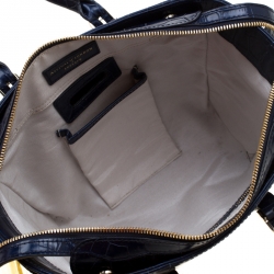 Aspinal of London Blue Croc Embossed Leather Marylebone Top Handle Bag