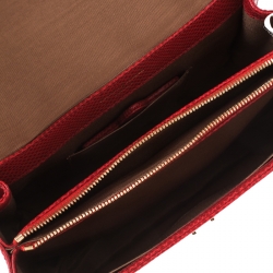Aspinal Of London Red Lizard Embossed Leather Mayfair Top Handle Bag