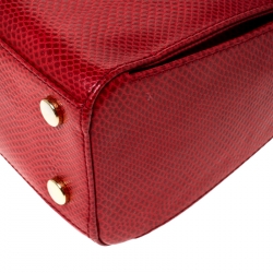 Aspinal Of London Red Lizard Embossed Leather Mayfair Top Handle Bag
