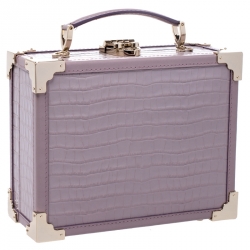 Aspinal Of London Lilac Croc Embossed Leather Trunk Top Handle Bag