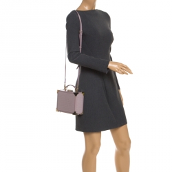 Aspinal Of London Lilac Croc Embossed Leather Trunk Top Handle Bag