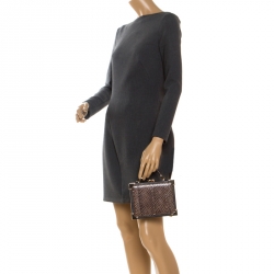 Aspinal Of London Brown/White Snakeskin Effect Leather Trunk Top Handle Bag