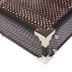 Aspinal Of London Brown/White Snakeskin Effect Leather Trunk Top Handle Bag