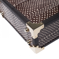 Aspinal Of London Brown/White Snakeskin Effect Leather Trunk Top Handle Bag