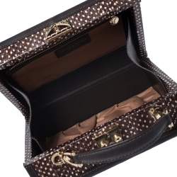 Aspinal Of London Brown/White Snakeskin Effect Leather Trunk Top Handle Bag
