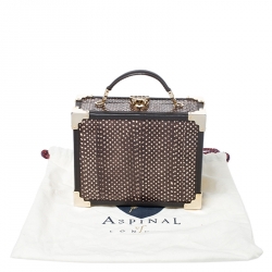 Aspinal Of London Brown/White Snakeskin Effect Leather Trunk Top Handle Bag