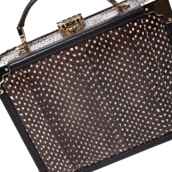 Aspinal Of London Brown/White Snakeskin Effect Leather Trunk Top Handle Bag