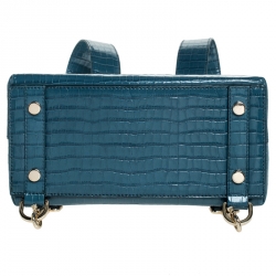 Pre Owned Aspinal of London Blue Croc Embosed Leather Soho Backpack