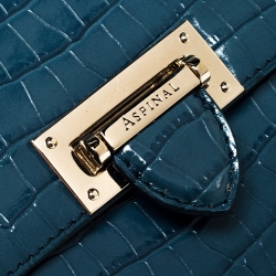 Pre Owned Aspinal of London Blue Croc Embosed Leather Soho Backpack