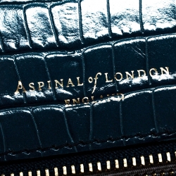 Pre Owned Aspinal of London Blue Croc Embosed Leather Soho Backpack
