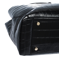 Pre Owned Aspinal Of London Black Croc Embossed Leather The London Tote