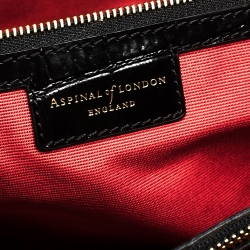 Pre Owned Aspinal Of London Black Croc Embossed Leather The London Tote