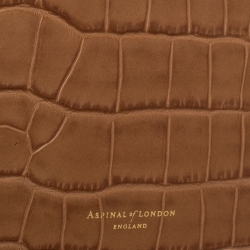 Aspinal of London Tan Croc Embossed Leather Mini Trunk Top Handle Bag