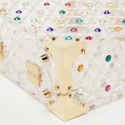 Aspinal of London Transparent Candy Crystals Embellished Acrylic The Trunk Top Handle Bag