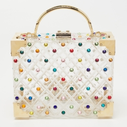 Aspinal of London Transparent Candy Crystals Embellished Acrylic The Trunk Top Handle Bag