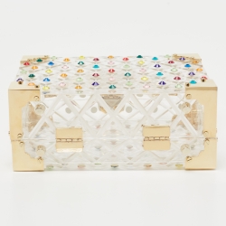 Aspinal of London Transparent Candy Crystals Embellished Acrylic The Trunk Top Handle Bag
