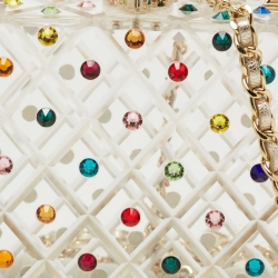 Aspinal of London Transparent Candy Crystals Embellished Acrylic The Trunk Top Handle Bag