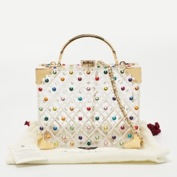 Aspinal of London Transparent Candy Crystals Embellished Acrylic The Trunk Top Handle Bag