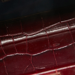 Aspinal of London Burgundy Croc Embossed Leather Mini Trunk Top Handle Bag