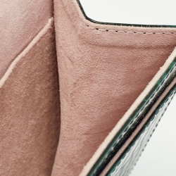 Pre Owned Aspinal Of London Green Croc Embossed Leather Large Ava Chain Bag