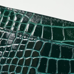 Pre Owned Aspinal Of London Green Croc Embossed Leather Large Ava Chain Bag