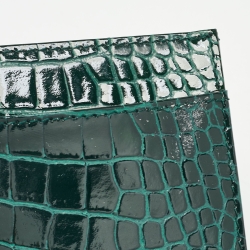 Pre Owned Aspinal Of London Green Croc Embossed Leather Large Ava Chain Bag