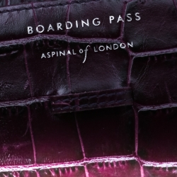 Pre Owned Aspinal of London Purple Croc Embossed Leather Classic Travel Wallet